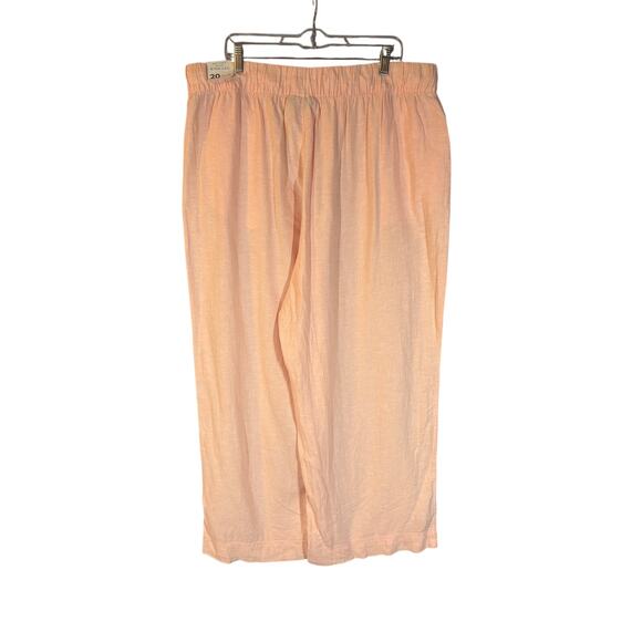 NWT Lane Bryant Linen Blend Wide Leg Pull-On Pants 20 Peach Pink Casual Beachy - Picture 11 of 11